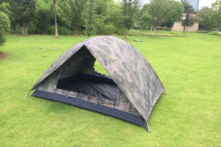 Cheap Goat Tents Camouflage 2 Person Double Tent Double Door Double Tent Single Soldier Outdoor Rain Camping Four Seasons Tent   